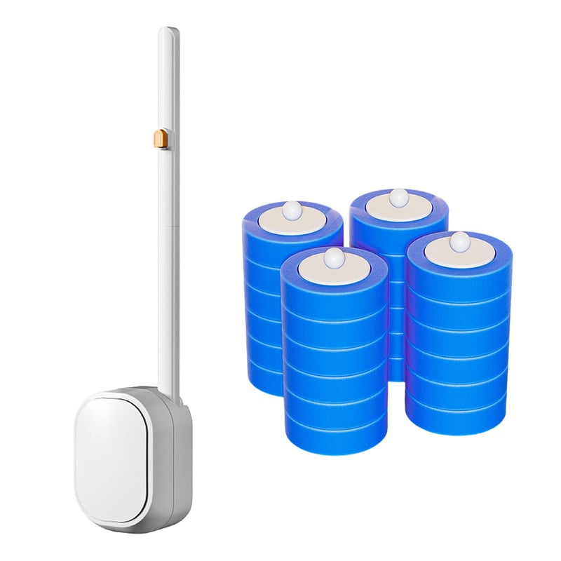Hands-Free Flip-Top Disposable Toilet Brush with Wall-Mounted Holder
