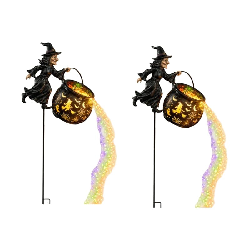 Light-Up Witch Cauldron Halloween Garden Stake