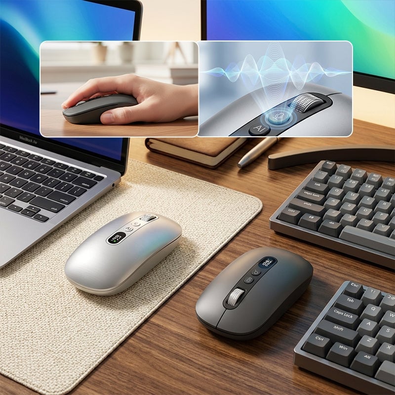 AI Voice Wireless Mouse with Translation & LCD Display