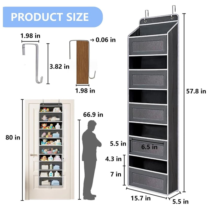 Five Tier Over The Door Organiser with Mesh Pockets