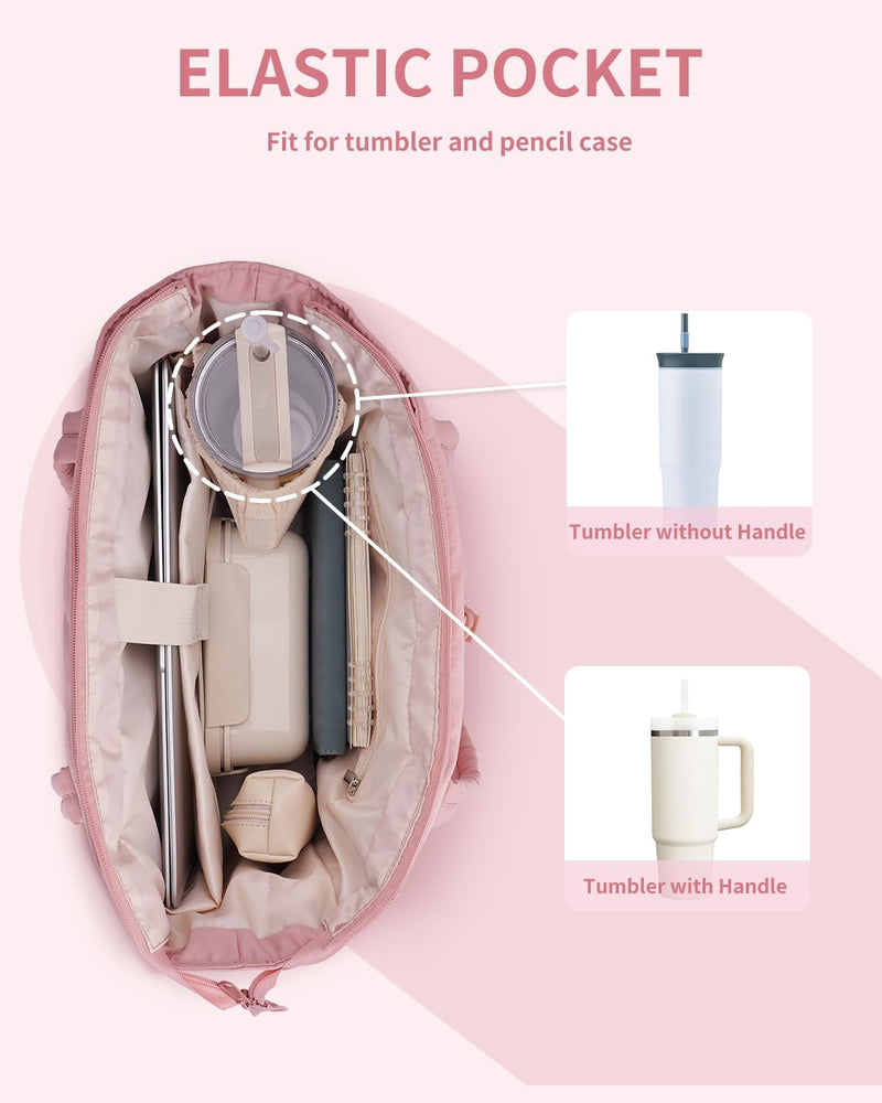 Quilted Puffer Tote Bag with a Cup Holder and Laptop Sleeve