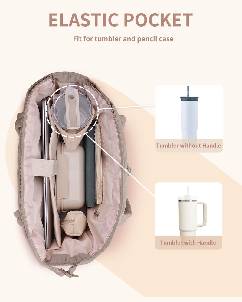 Quilted Puffer Tote Bag with a Cup Holder and Laptop Sleeve