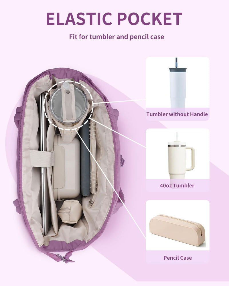 Quilted Puffer Tote Bag with a Cup Holder and Laptop Sleeve