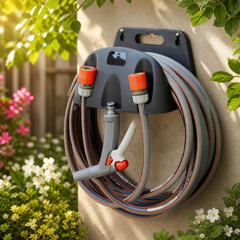 Wall-Mounted Garden Hose Holder for Tidy Outdoor Storage
