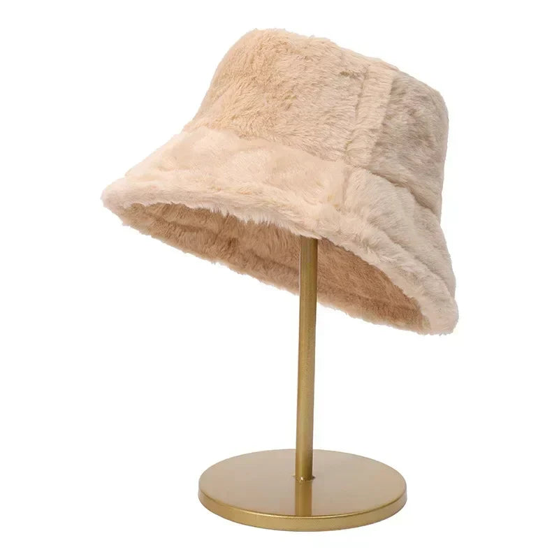 Bucket Hat for Women with Faux Fur and a Downward Brim