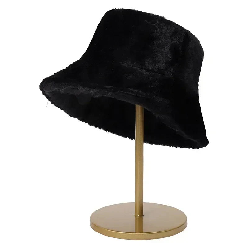 Bucket Hat for Women with Faux Fur and a Downward Brim