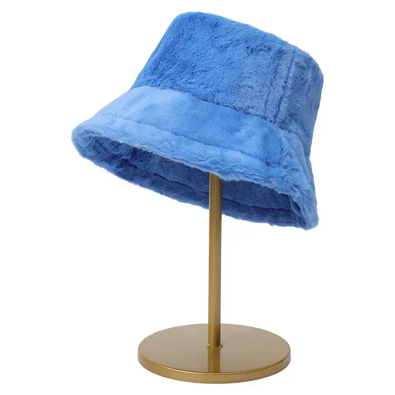 Bucket Hat for Women with Faux Fur and a Downward Brim