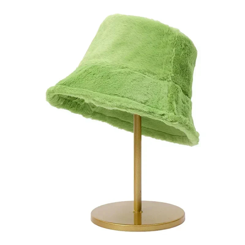 Bucket Hat for Women with Faux Fur and a Downward Brim