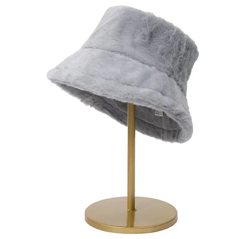 Bucket Hat for Women with Faux Fur and a Downward Brim