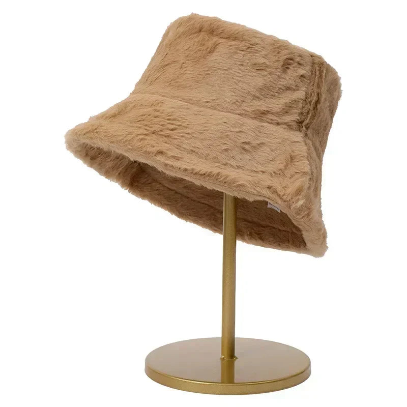 Bucket Hat for Women with Faux Fur and a Downward Brim