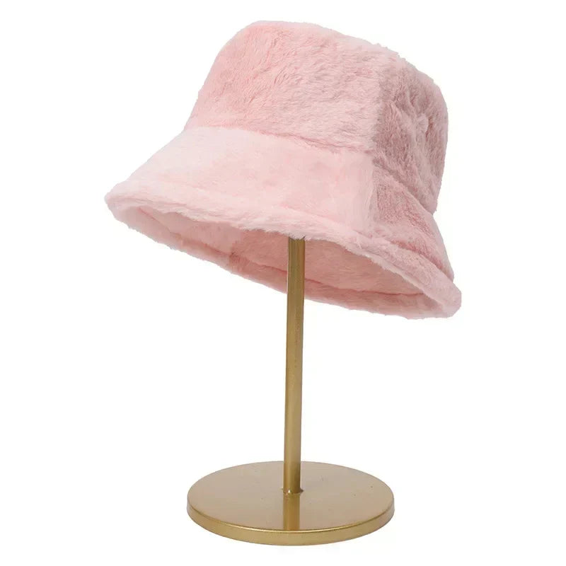 Bucket Hat for Women with Faux Fur and a Downward Brim