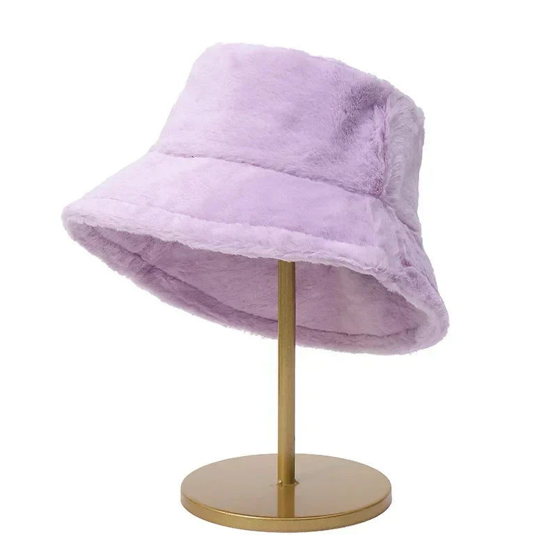 Bucket Hat for Women with Faux Fur and a Downward Brim