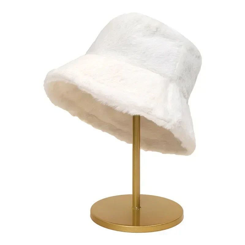 Bucket Hat for Women with Faux Fur and a Downward Brim