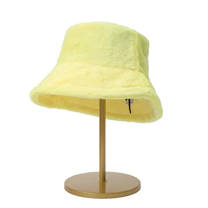 Bucket Hat for Women with Faux Fur and a Downward Brim