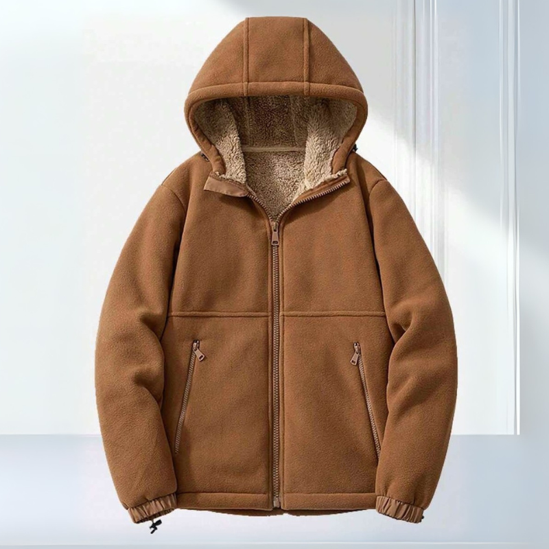 FleeceShield Men's Jacket with Hood – Warm, Comfortable and Practical