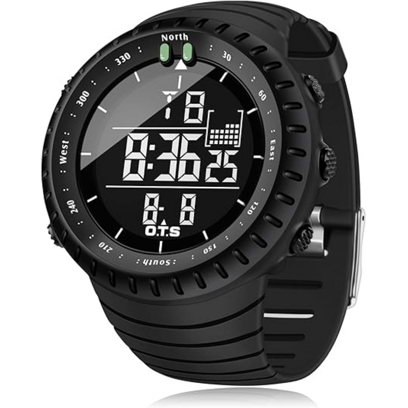 Men's Digital Sports Watch with LED Backlight and Water-Resistant Design