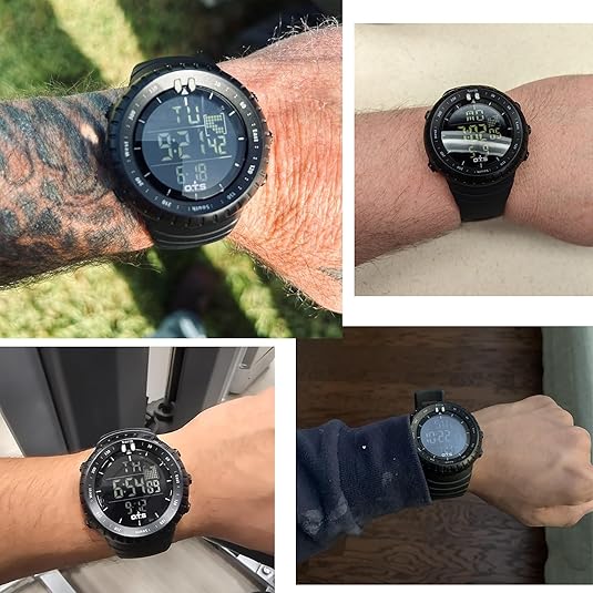 Men's Digital Sports Watch with LED Backlight and Water-Resistant Design