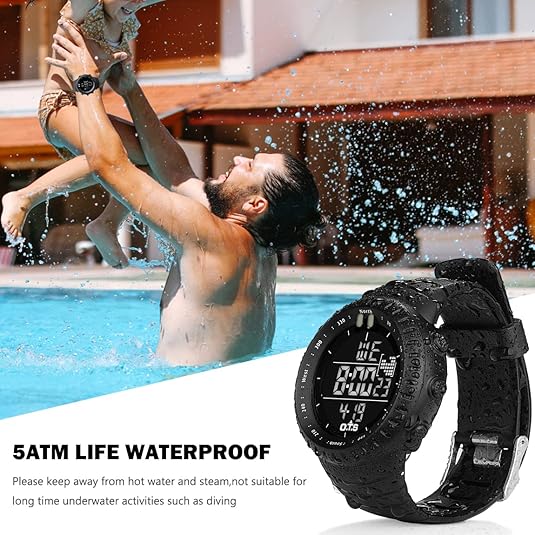 Men's Digital Sports Watch with LED Backlight and Water-Resistant Design