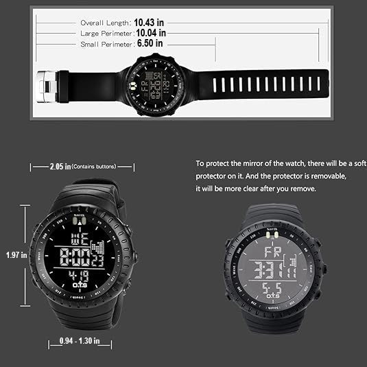 Men's Digital Sports Watch with LED Backlight and Water-Resistant Design