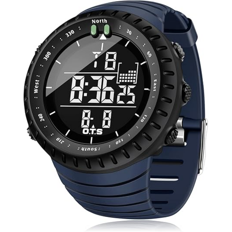 Men's Digital Sports Watch with LED Backlight and Water-Resistant Design
