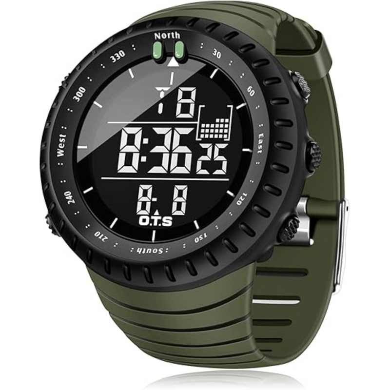Men's Digital Sports Watch with LED Backlight and Water-Resistant Design