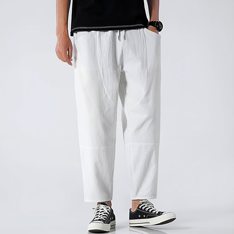 Men's Cropped Cotton Linen Trousers – Comfortable and Airy