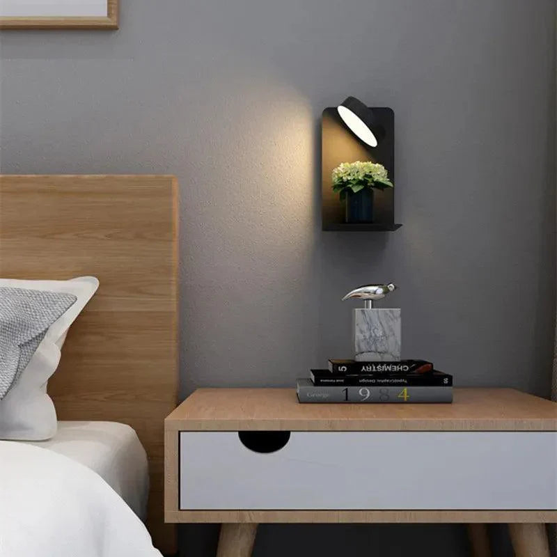 Adjustable LED Wall Lamp with USB-C Charging Shelf