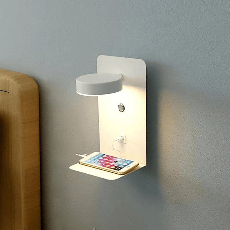 Adjustable LED Wall Lamp with USB-C Charging Shelf