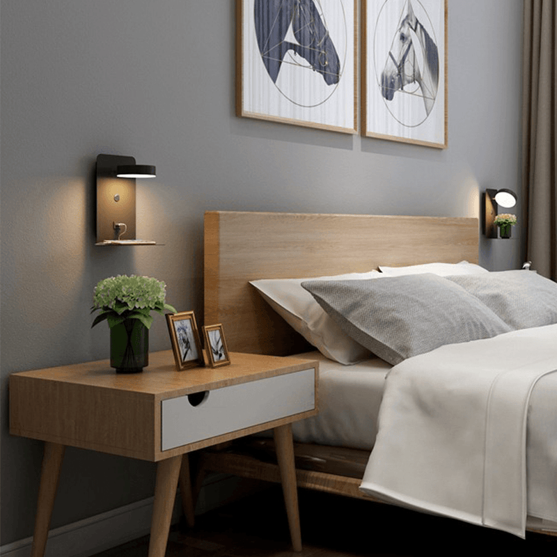 Adjustable LED Wall Lamp with USB-C Charging Shelf
