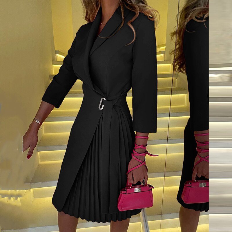 Sophie Blazer Dress for Women - Elegant Dress with Houndstooth Pattern