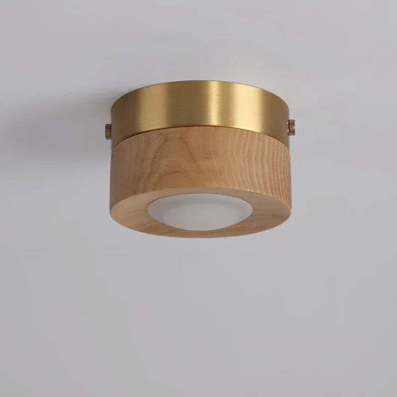 Wooden LED Ceiling Light with Walnut Finish and Minimalist Round Design