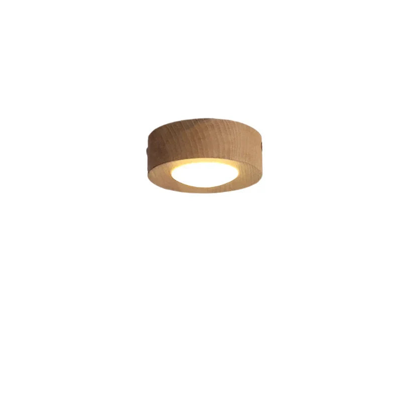 Wooden LED Ceiling Light with Walnut Finish and Minimalist Round Design