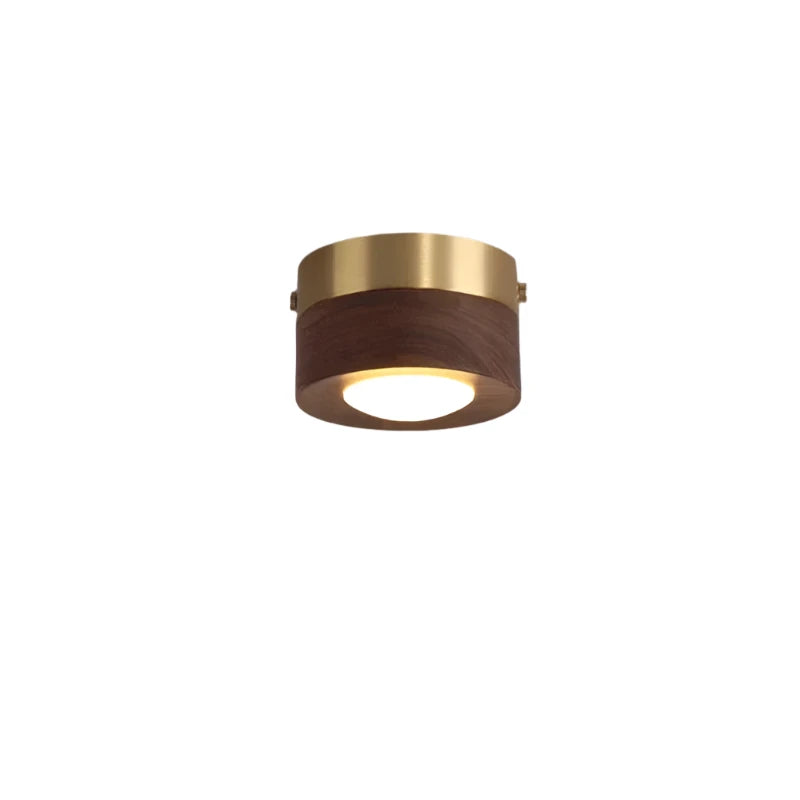 Wooden LED Ceiling Light with Walnut Finish and Minimalist Round Design