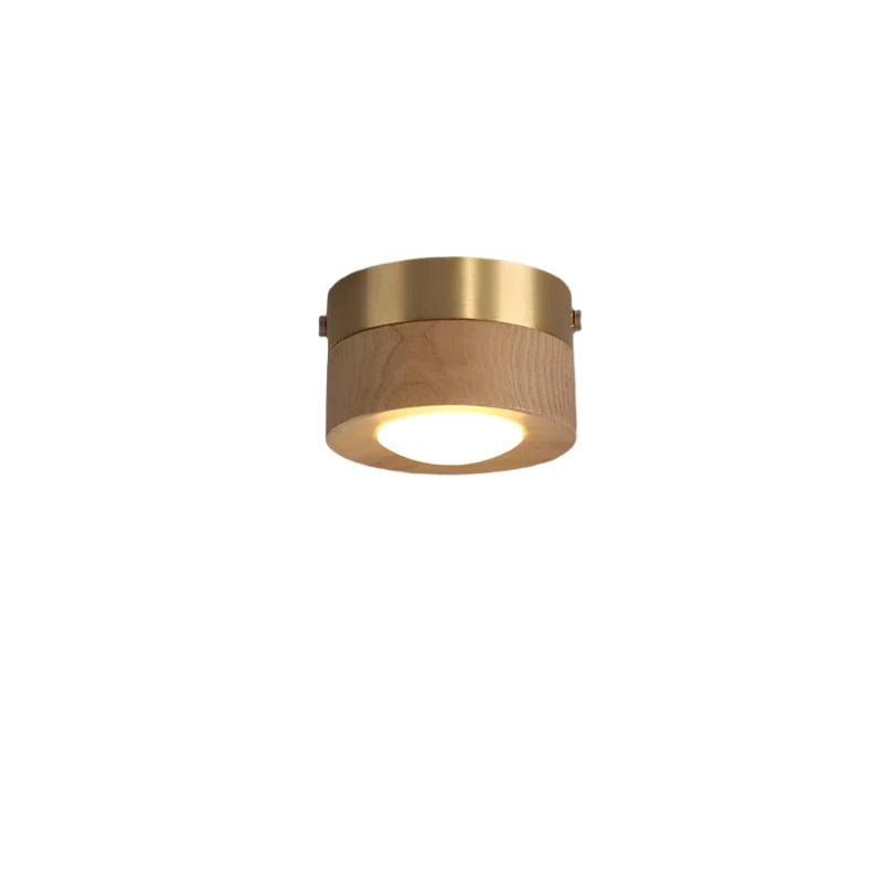 Wooden LED Ceiling Light with Walnut Finish and Minimalist Round Design