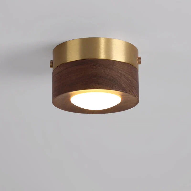 Wooden LED Ceiling Light with Walnut Finish and Minimalist Round Design
