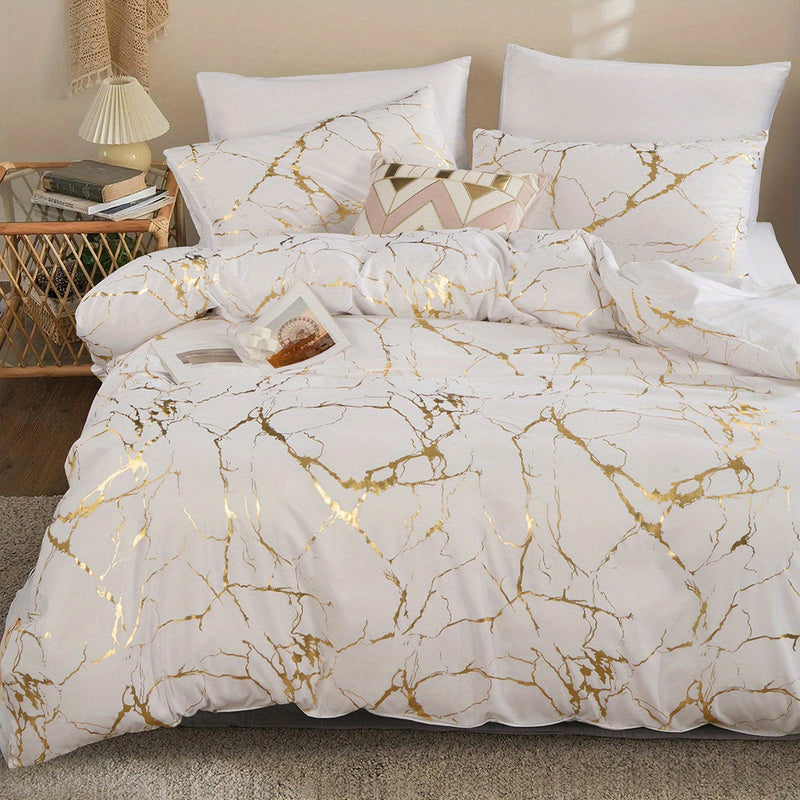 Luxury Duvet Cover with Marble Pattern for Comfortable and Stylish Sleep